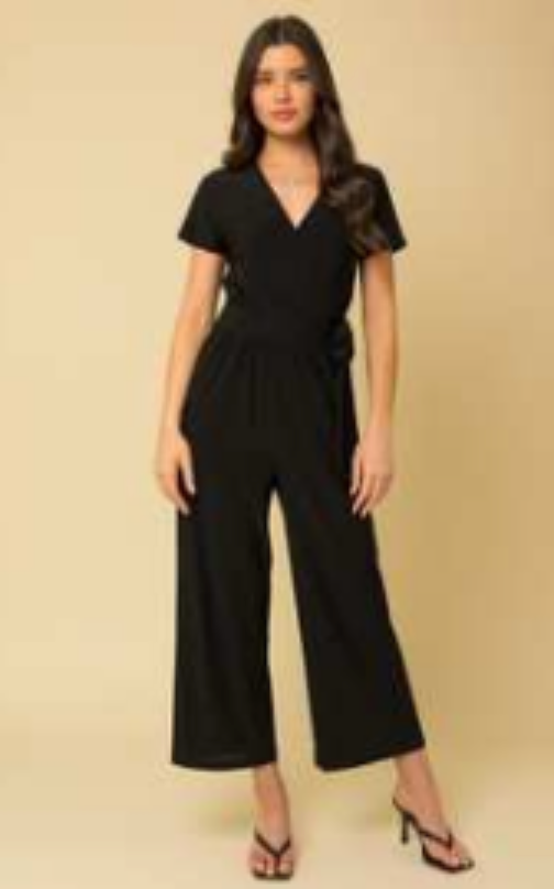 Surplice Cropped Jumpsuit