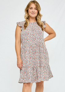 Ruffle Sleeve Tiered Floral Dress