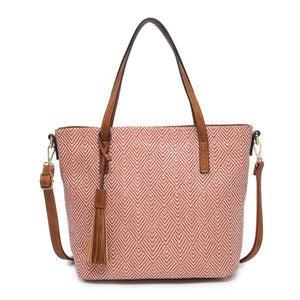 Red Two Tone Natural Tote