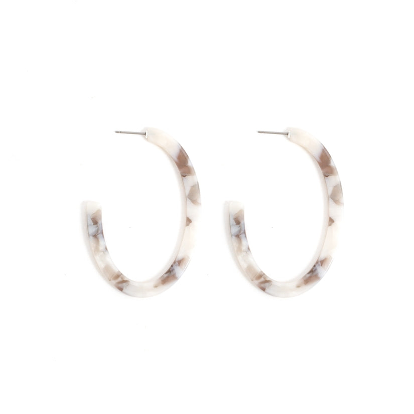 Grey Marble Hoop Earrings
