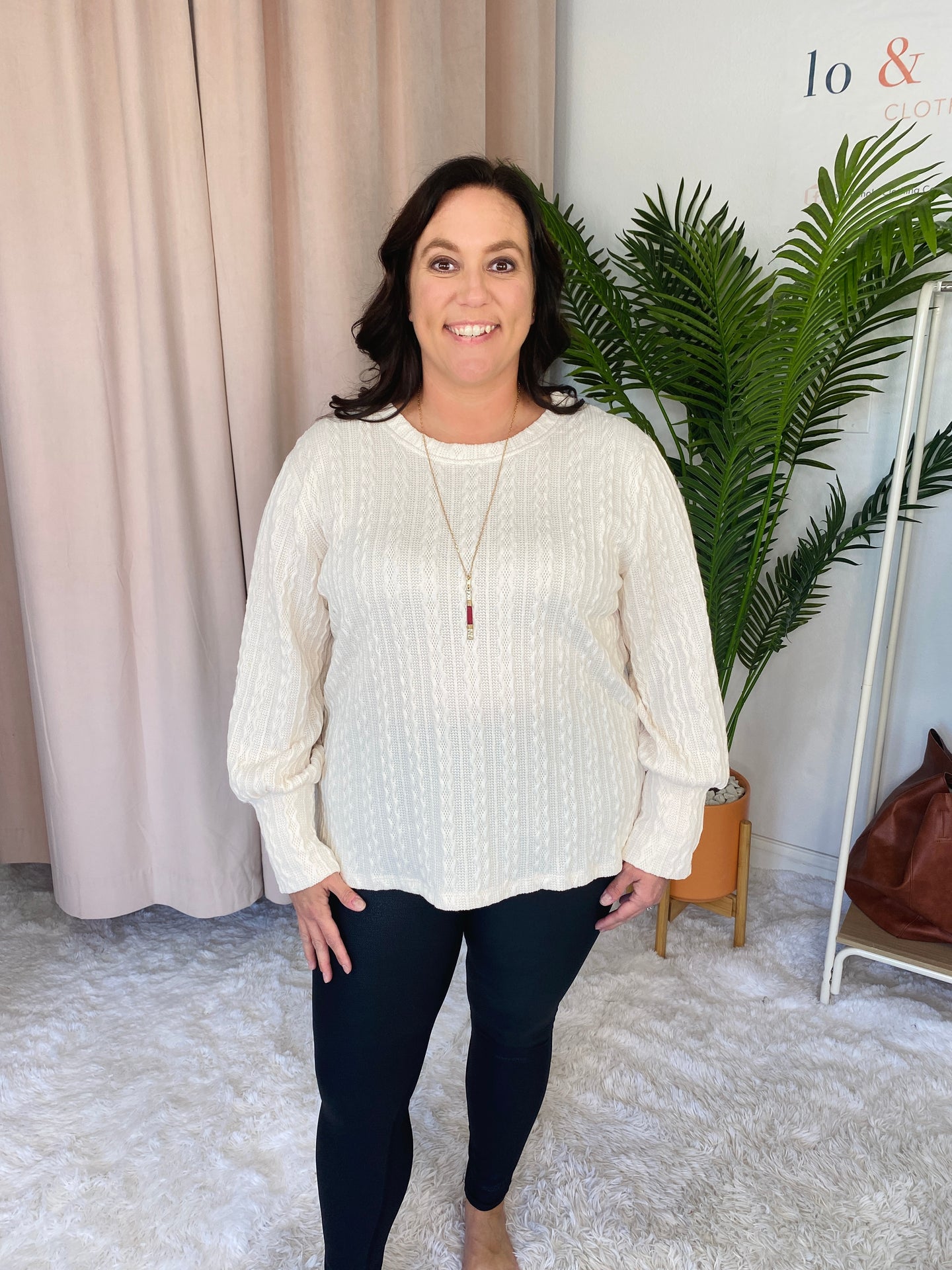 Long Cuff Cable Knit Sweater