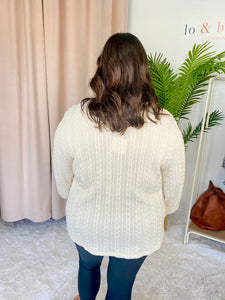 Long Cuff Cable Knit Sweater