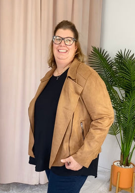 Camel Suede Moto Jacket