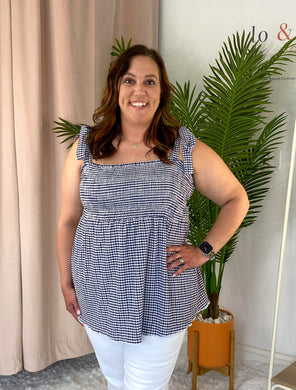 Smocked Gingham Tank