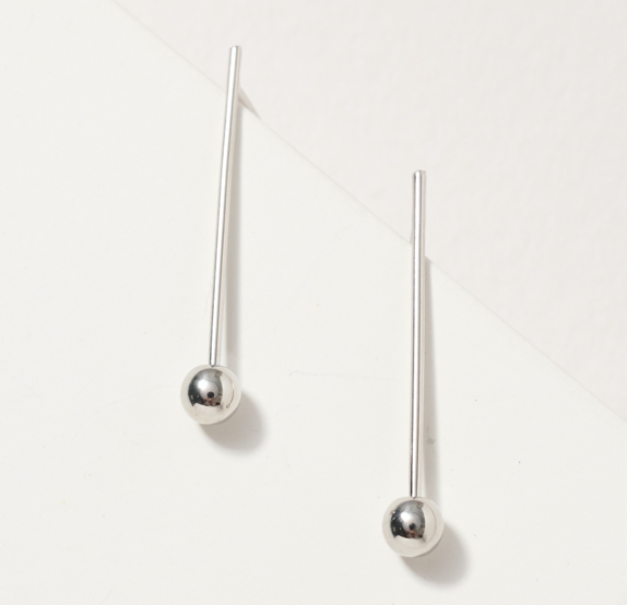 Secret Box Bar Bead Gold Dip Stud Earrings