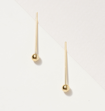 Load image into Gallery viewer, Secret Box Bar Bead Gold Dip Stud Earrings