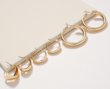 Load image into Gallery viewer, Shiny Metal Hoop Earrings Set