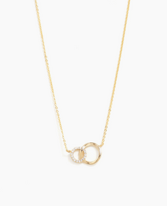 Delicate Double Circle Necklace, Pave Accent