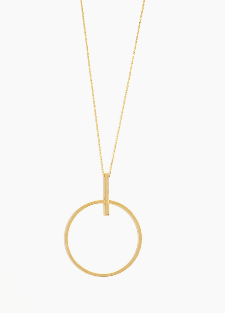 Long Brushed Gold Necklace