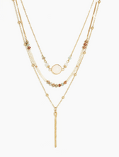 Load image into Gallery viewer, Triple Layer Necklace with Pendant