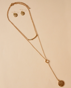 Layered Curved Bar and Disk Necklace