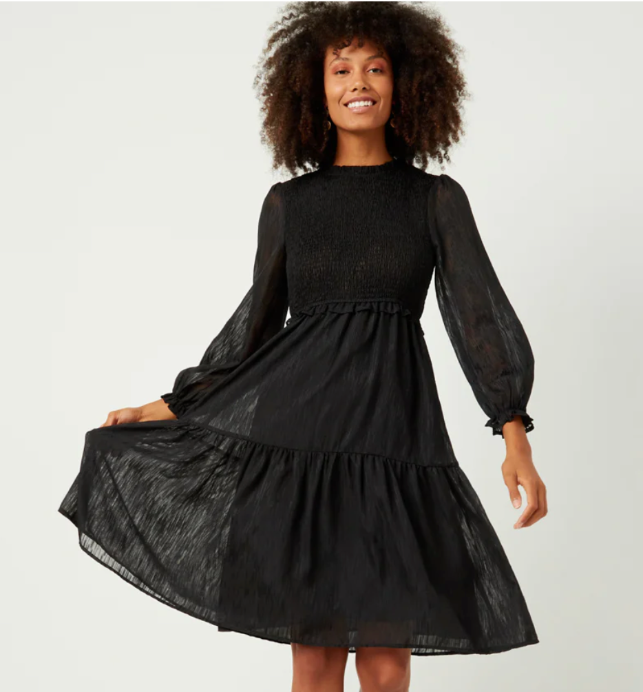 Smocked Textured Dress