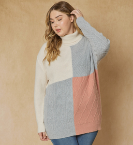 Colorblock turtleneck sweater