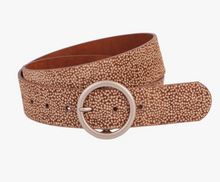 Load image into Gallery viewer, Leather Spotted Calf Hair Belt
