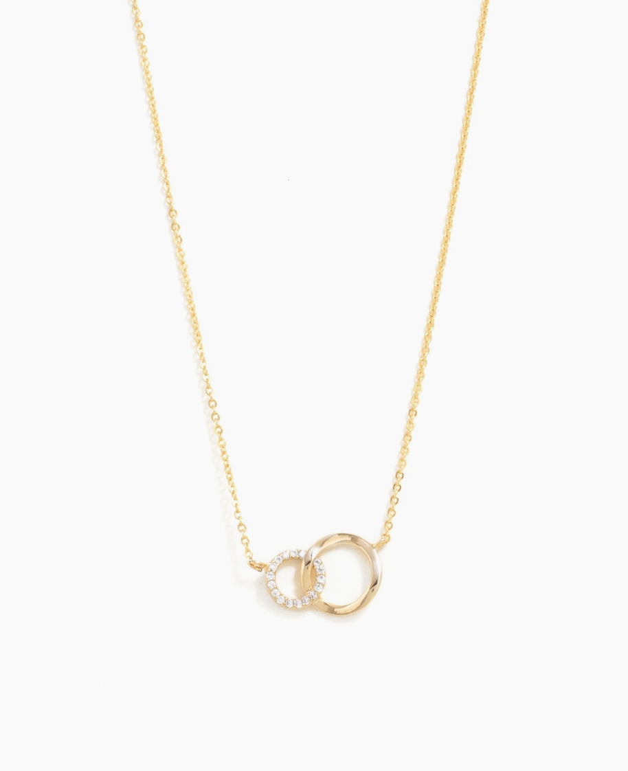 Delicate Double Circle Necklace, Pave Accent