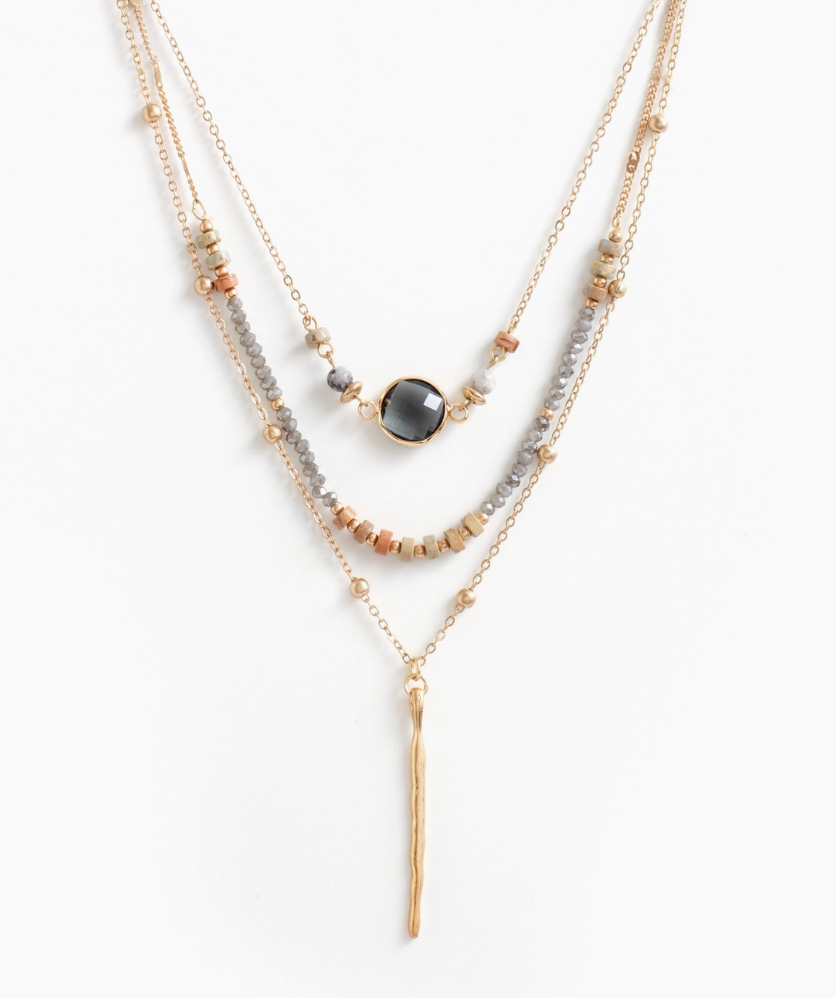 Triple Layer Necklace with Pendant