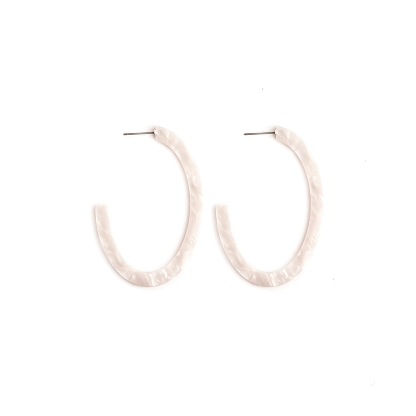 White Marble Acrylic Hoop Earring