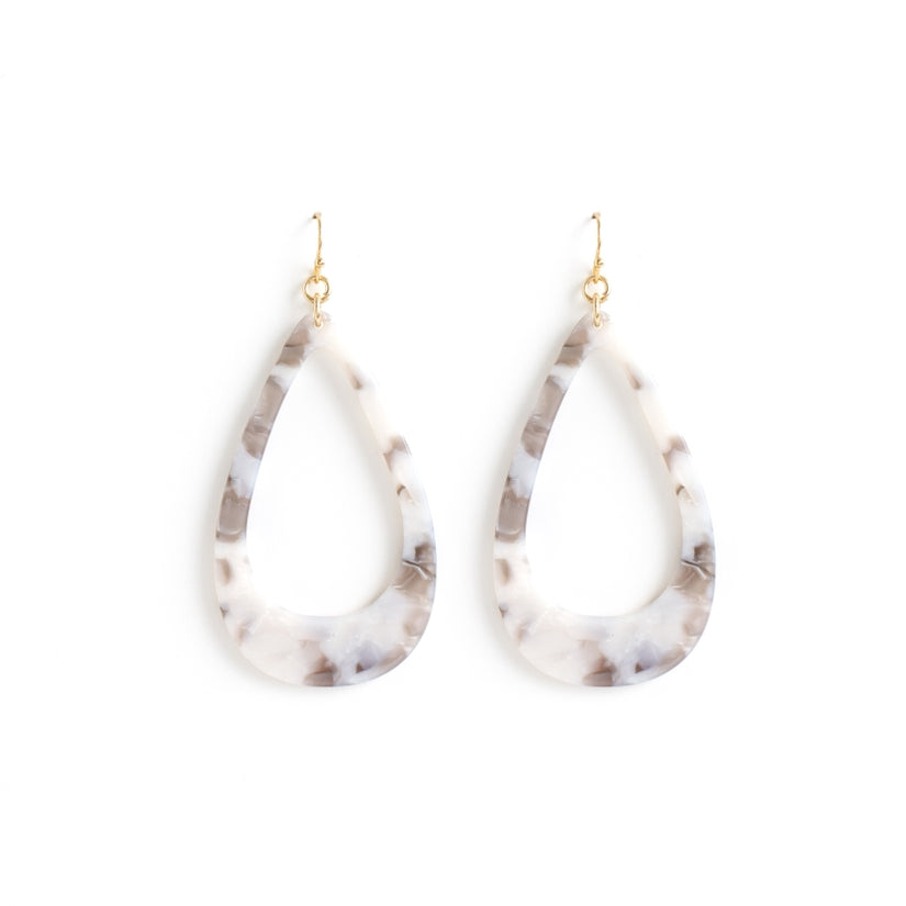 Grey Marble Tear Drop Earrings